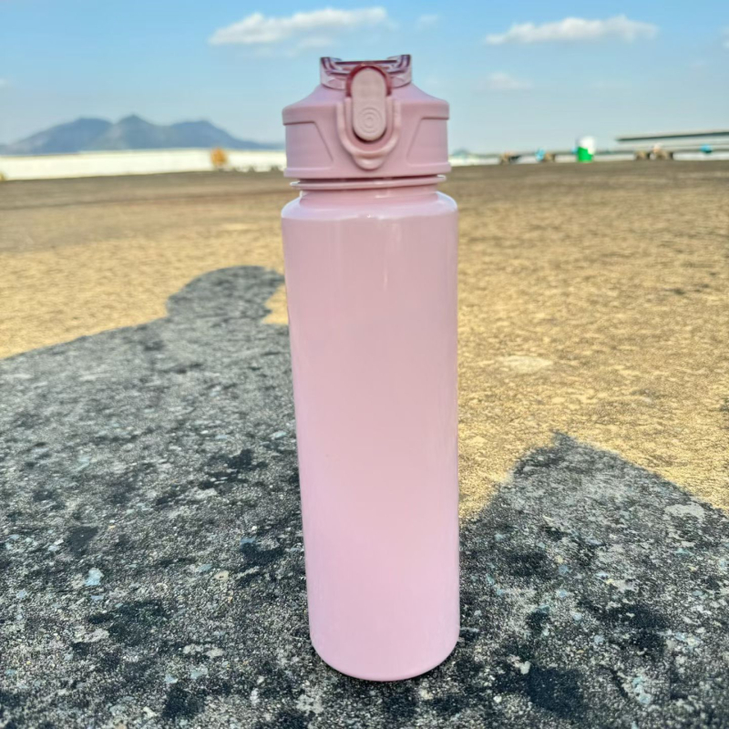 Sticlă de apă Muji-stil, cu capacitate mare, cu pai, vas din plastic colorat pentru sport, portabil