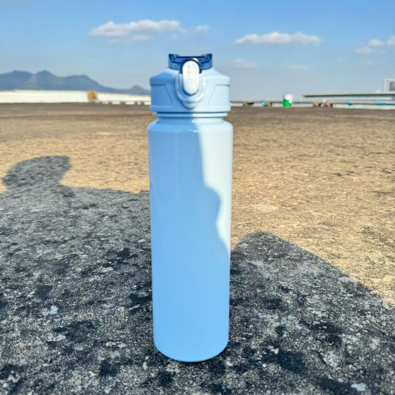 Sticlă de apă Muji-stil, cu capacitate mare, cu pai, vas din plastic colorat pentru sport, portabil