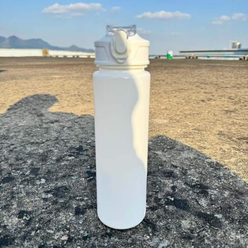 Sticlă de apă Muji-stil, cu capacitate mare, cu pai, vas din plastic colorat pentru sport, portabil