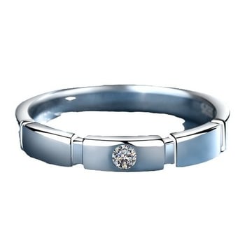 Inel bărbătesc din argint S925 cu moissanit 0,1 ct – inel de cuplu îndrăzneț, elegant, design geometric