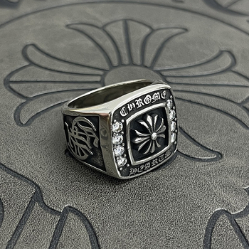 Inel vintage pentru bărbați cu etichetă de câine pe lanț, argint thailandez Thai silver, stil retro-punk, senzație premium