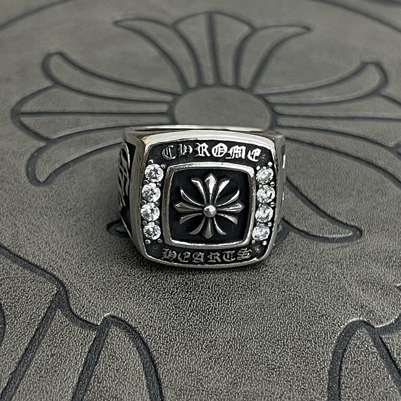 Inel vintage pentru bărbați cu etichetă de câine pe lanț, argint thailandez Thai silver, stil retro-punk, senzație premium