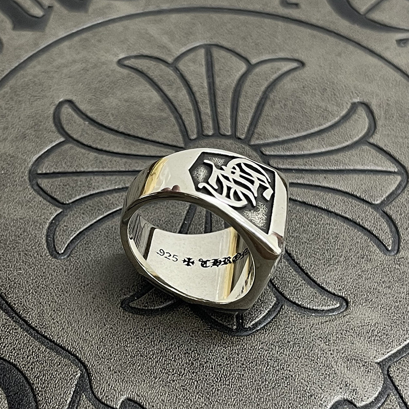 Inel vintage pentru bărbați cu etichetă de câine pe lanț, argint thailandez Thai silver, stil retro-punk, senzație premium
