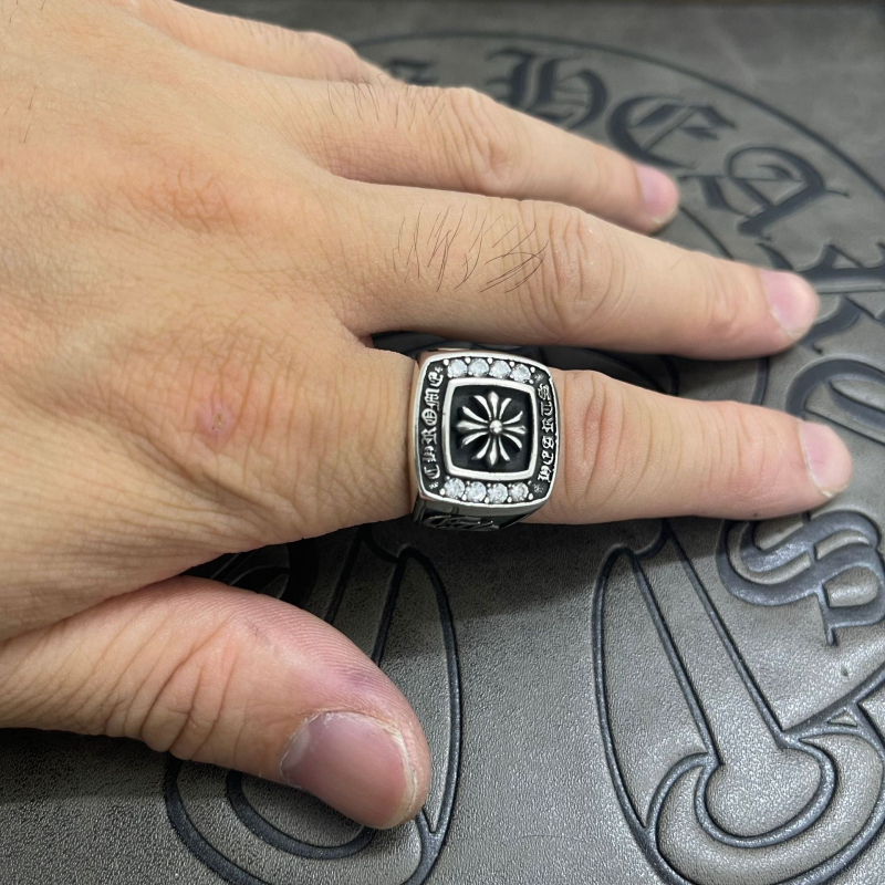 Inel vintage pentru bărbați cu etichetă de câine pe lanț, argint thailandez Thai silver, stil retro-punk, senzație premium