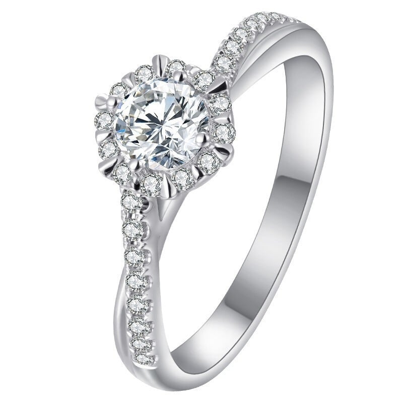 Inel cuplu Star Weave – Moissanit 0.5 ct, Argint Sterling 925, Stil clasic, Set de logodnă și nuntă