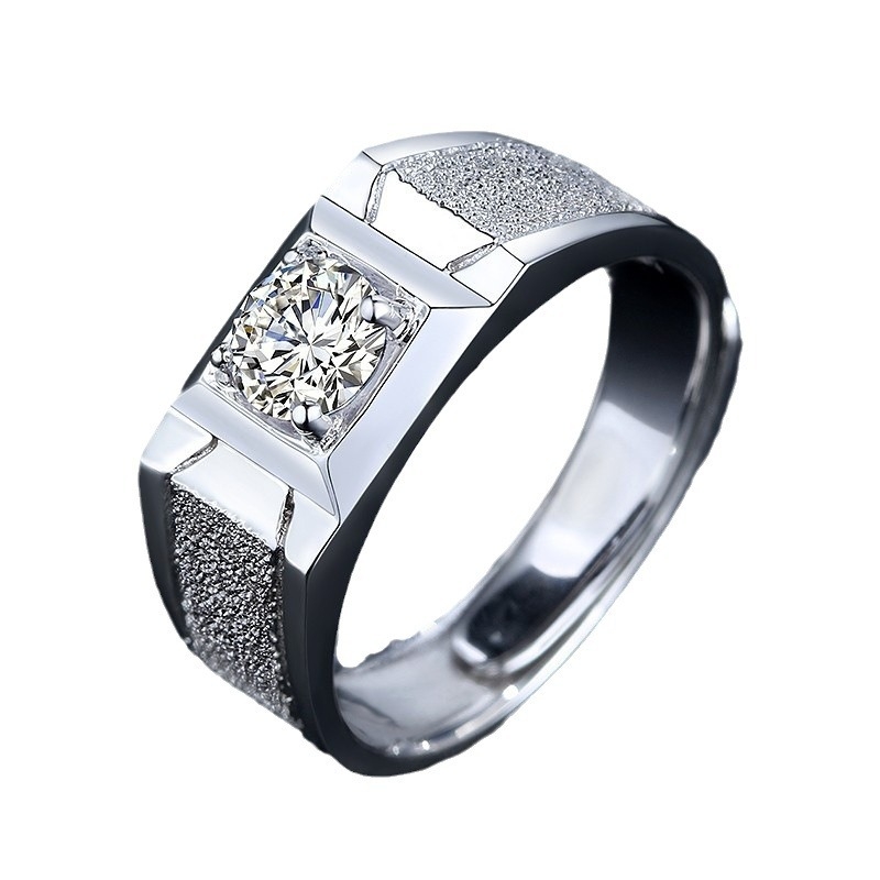 Inel bărbătesc, mat, cu deschidere, cu zirconiu cubic