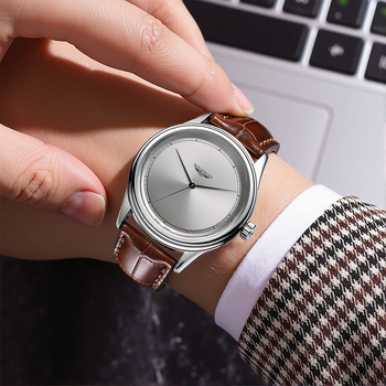 Binlihuan Ceas de bărbați impermeabil, stil casual, mișcare quartz, cadran de 41 mm, carcasă din aliaj, curea din piele sintetică
