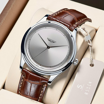 Binlihuan Ceas de bărbați impermeabil, stil casual, mișcare quartz, cadran de 41 mm, carcasă din aliaj, curea din piele sintetică
