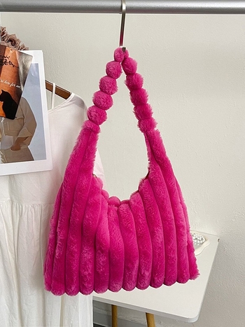 Geantă de umăr feminin din blană, stil coreean toamnă-iarnă, capacitate mare, tote casual, modă zilnică.