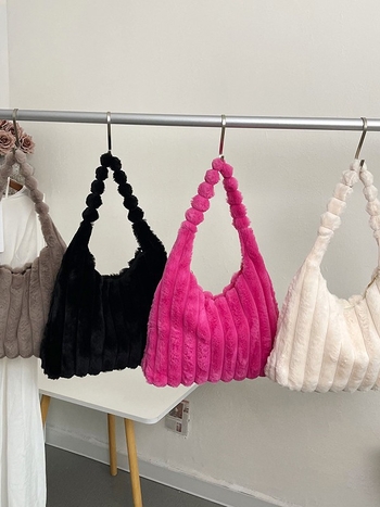 Geantă de umăr feminin din blană, stil coreean toamnă-iarnă, capacitate mare, tote casual, modă zilnică.