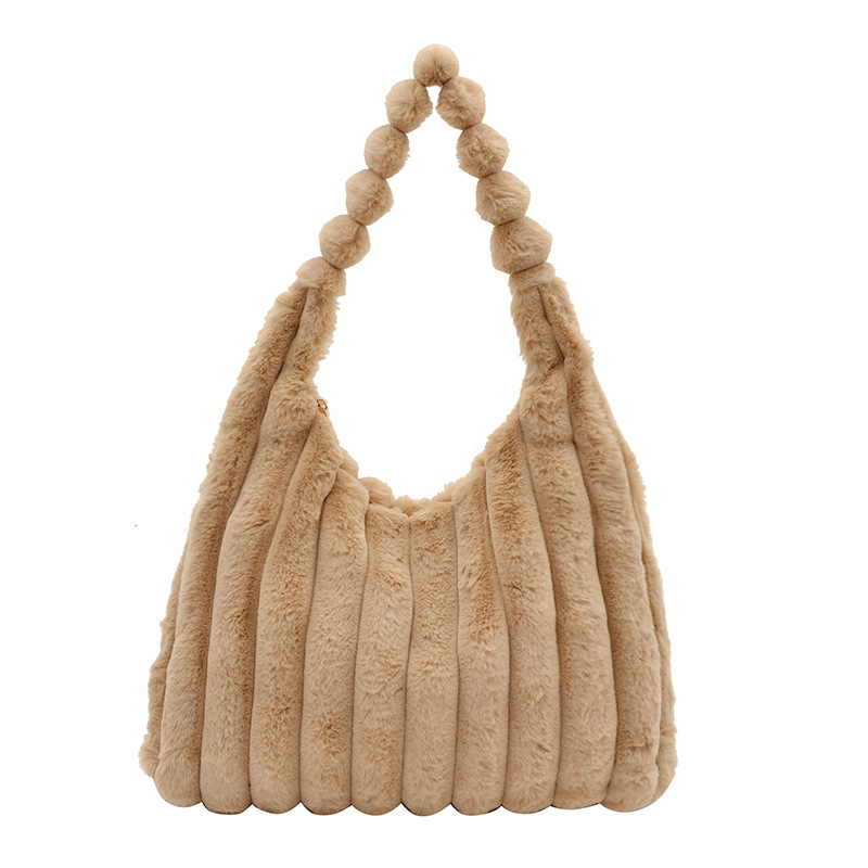 Geantă de umăr feminin din blană, stil coreean toamnă-iarnă, capacitate mare, tote casual, modă zilnică.