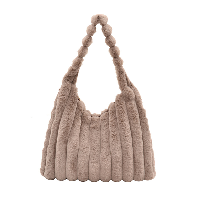 Geantă de umăr feminin din blană, stil coreean toamnă-iarnă, capacitate mare, tote casual, modă zilnică.