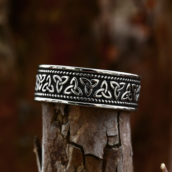 BEIER Inel Nordic Viking Celtic Knot din oțel titan pentru bărbați – stil retro minimalist