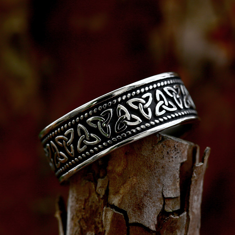 BEIER Inel Nordic Viking Celtic Knot din oțel titan pentru bărbați – stil retro minimalist