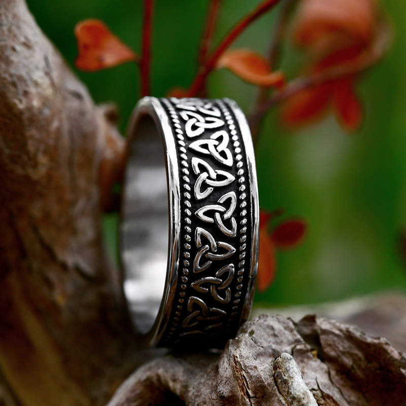 BEIER Inel Nordic Viking Celtic Knot din oțel titan pentru bărbați – stil retro minimalist