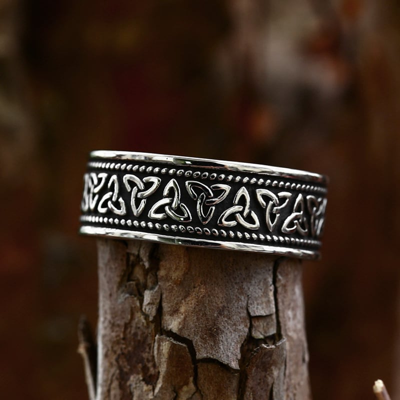 BEIER Inel Nordic Viking Celtic Knot din oțel titan pentru bărbați – stil retro minimalist