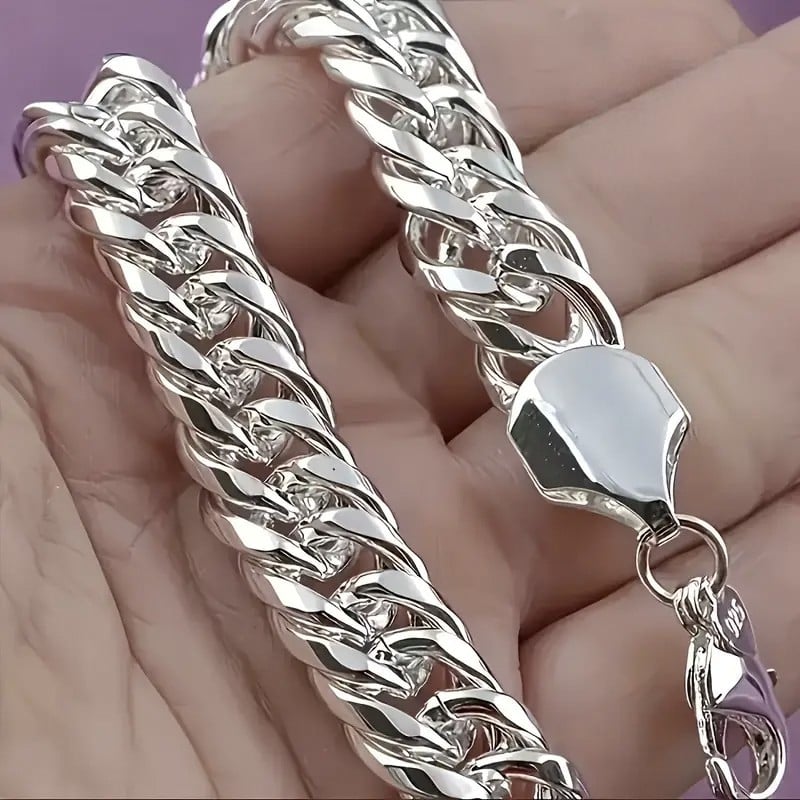 Elektroplatinirana narukvica od srebra 925, kubanska lanac, muški stil, geometrijski dizajn, elegant poklon za zabavu