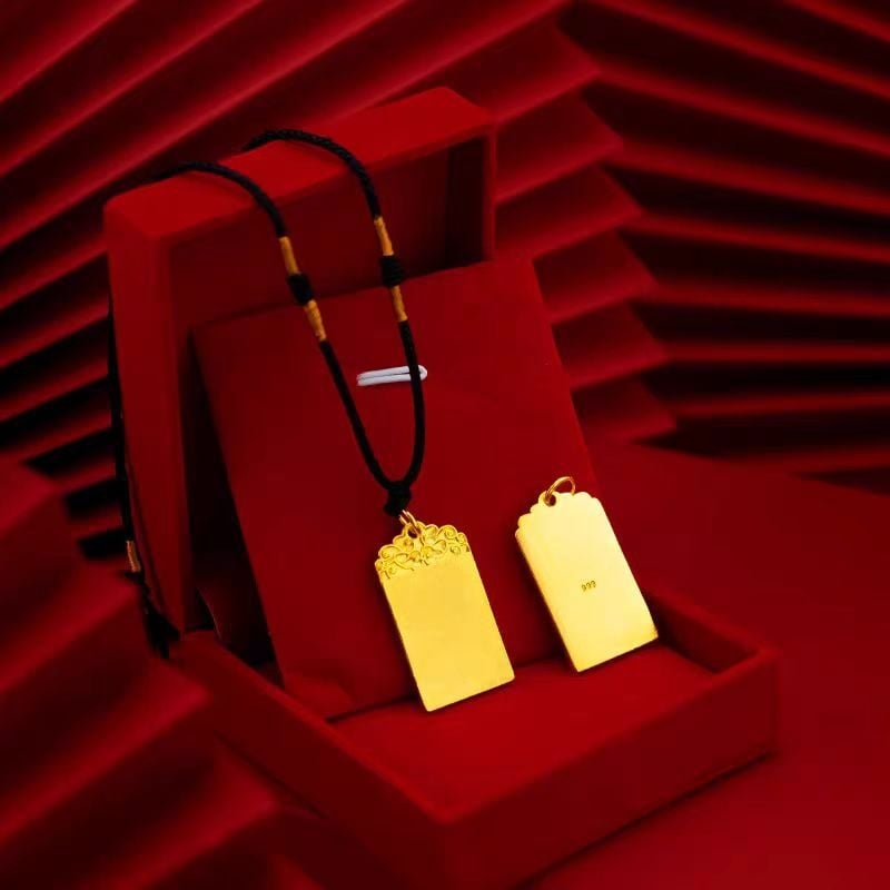 Pandantiv talisman placat cu aur din cupru, suprafață pătrată plată, cu motiv de nori antic, unisex, colier cu lanț pulover