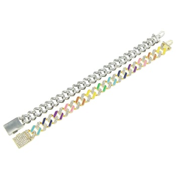 Colier Cuban pentru bărbați, personalizat, cu pietre colorate în pavé, diamante complete, finisaj cu picurare de ulei, stil hip-hop
