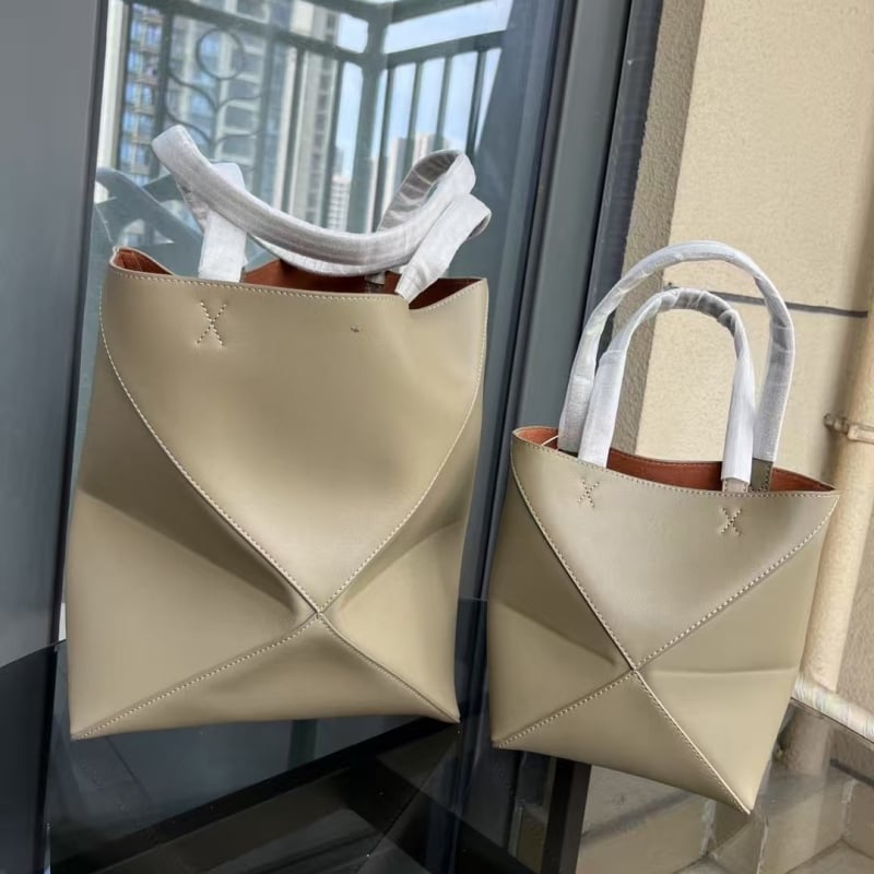 Geantă tote din piele naturală, geometrică, pliabilă, pentru femei
