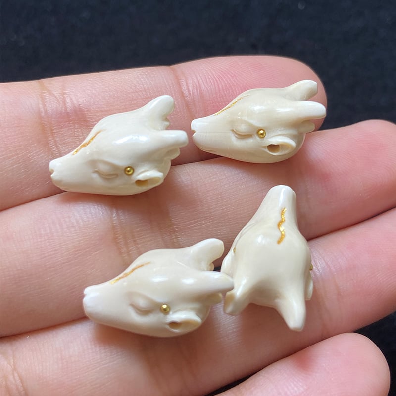 Dinți de mamut, pandantiv cu cerb sculptat, mărgele pentru bijuterii DIY