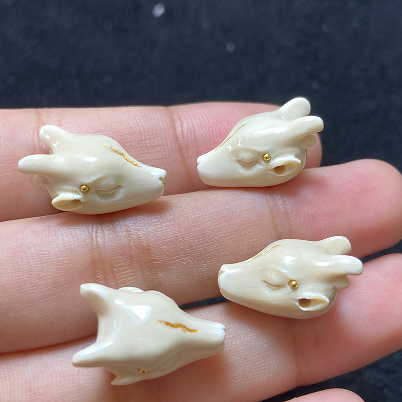 Dinți de mamut, pandantiv cu cerb sculptat, mărgele pentru bijuterii DIY