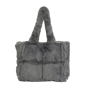 Geantă tote din pluș, în stil coreean cu patchwork, geantă feminină versatilă, capacitate mare, design simplu și pufoasă