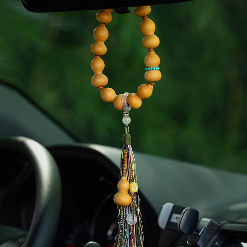 Pandantiv din lemn, în formă de dovleac mic pentru oglinda retrovizoare a mașinii — decor interior, ornament atârnat
