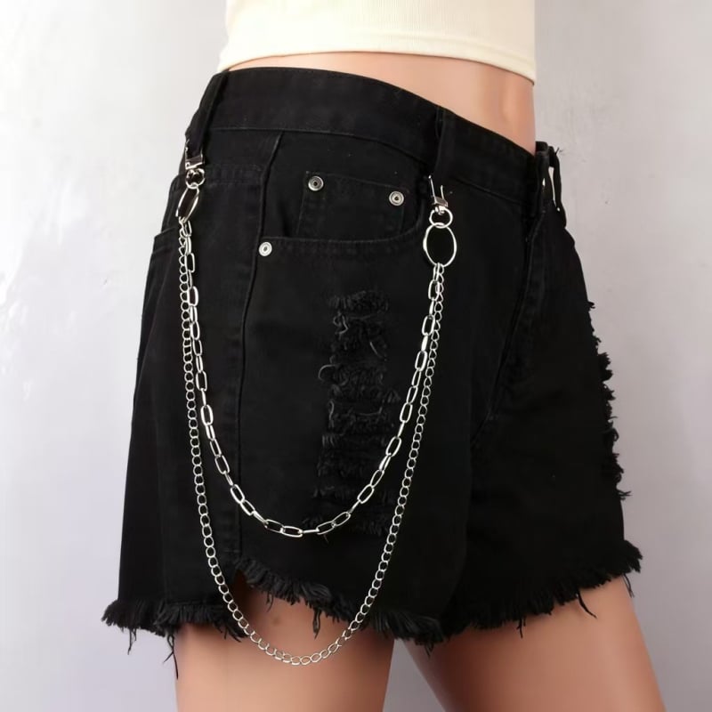 Lanț dublu din metal pentru talie, pentru blugi, accesoriu hip-hop unisex
