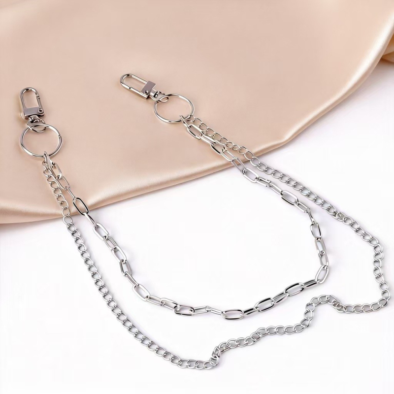 Lanț dublu din metal pentru talie, pentru blugi, accesoriu hip-hop unisex