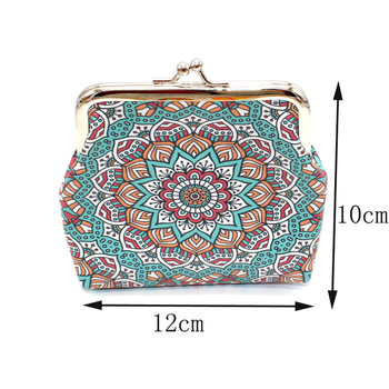 Portofel mic cu model geometric în stil etnic, pentru femei, cu compartiment pentru carduri