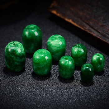 Perle cilindrice verzi din calcedonie natural uscat și mărgele libere pentru mărgele budiste tibetane, accesorii pentru mărgelele de vârf și talie
