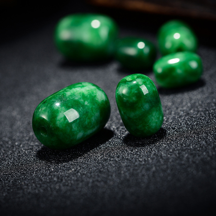 Perle cilindrice verzi din calcedonie natural uscat și mărgele libere pentru mărgele budiste tibetane, accesorii pentru mărgelele de vârf și talie