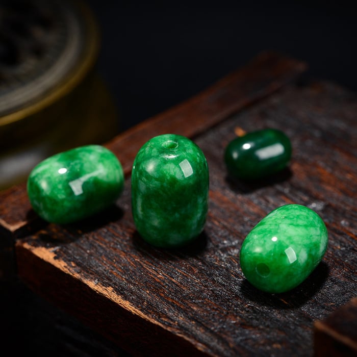 Perle cilindrice verzi din calcedonie natural uscat și mărgele libere pentru mărgele budiste tibetane, accesorii pentru mărgelele de vârf și talie