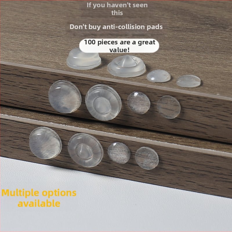 Samolepiace silikónové nárazníkové podložky na dvierka skriniek, priehľadné, protišmykové a zvukovoizolačné, rozmery 12x4 mm, 8x1,5 mm, 8x2,5 mm, 12x5 mm
