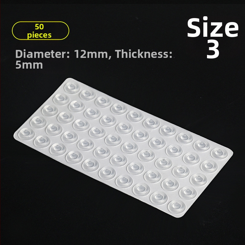 Samolepiace silikónové nárazníkové podložky na dvierka skriniek, priehľadné, protišmykové a zvukovoizolačné, rozmery 12x4 mm, 8x1,5 mm, 8x2,5 mm, 12x5 mm