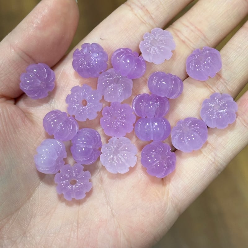 Mărgele mov Ice Seed în formă de dovleac, mărgele libere de calcedonie, accesorii DIY pentru brățară și colier, mărgele despărțitoare
