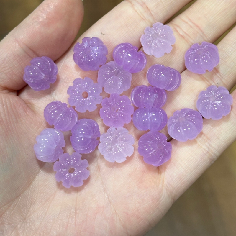 Mărgele mov Ice Seed în formă de dovleac, mărgele libere de calcedonie, accesorii DIY pentru brățară și colier, mărgele despărțitoare