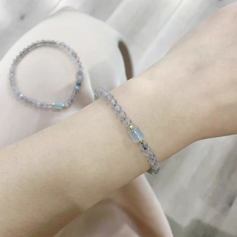 Brățară cu mărgele de jad gri natural, 5 mm, șir unic, pentru femei – bijuterii DIY