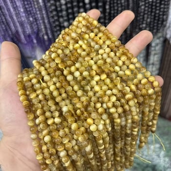 7A Ochi de tigru aurii natural, mărgele rotunde de 8 mm pentru bijuterii DIY – mărgele din piatră ochi de tigru pentru brățară și colier