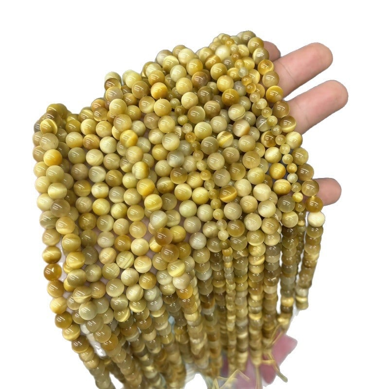 7A Ochi de tigru aurii natural, mărgele rotunde de 8 mm pentru bijuterii DIY – mărgele din piatră ochi de tigru pentru brățară și colier