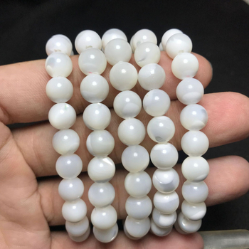 Perle naturale albe de sidef, rotunde, 8 mm, mărgele libere pentru brățări și coliere, componente semi‑finite pentru DIY