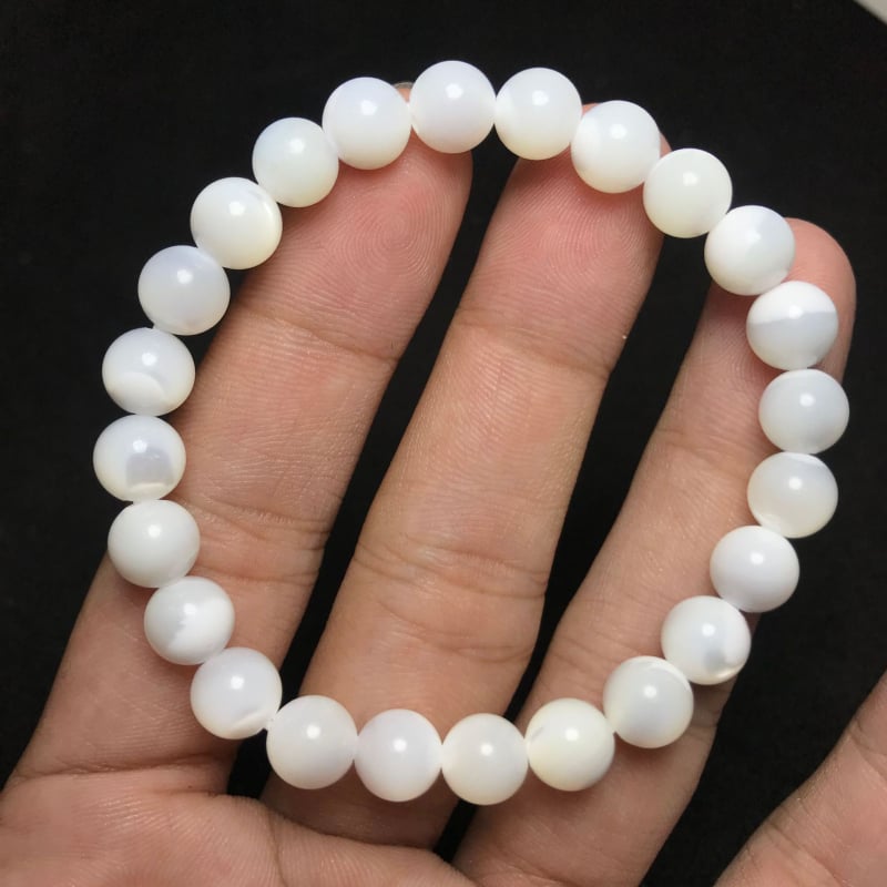 Perle naturale albe de sidef, rotunde, 8 mm, mărgele libere pentru brățări și coliere, componente semi‑finite pentru DIY