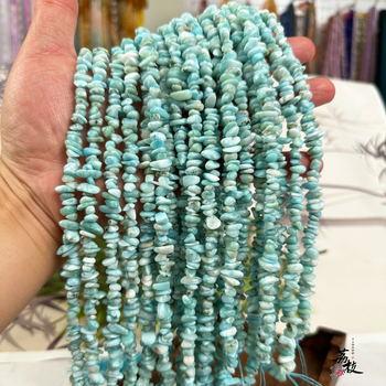 Piatră naturală Larimar – granule și mărgele semi-fabricate pentru bijuterii DIY