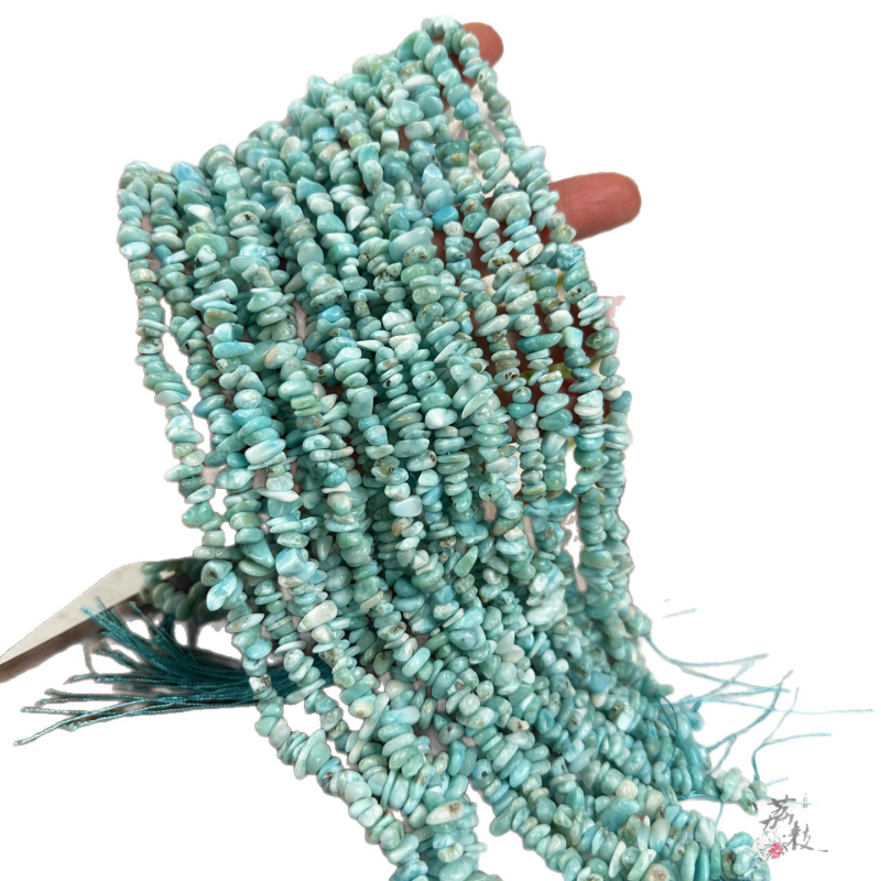 Piatră naturală Larimar – granule și mărgele semi-fabricate pentru bijuterii DIY