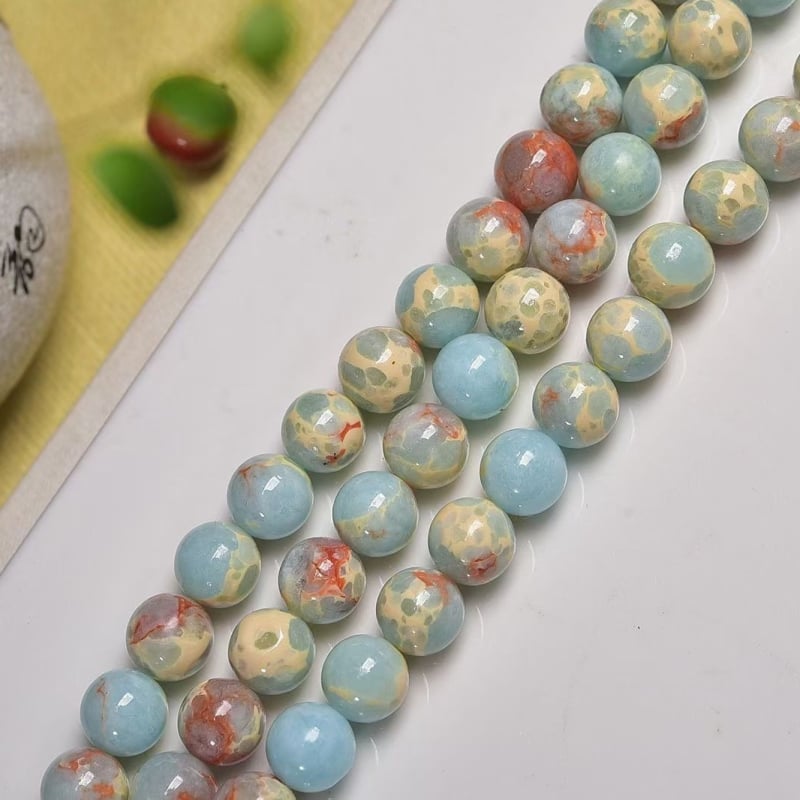8mm Mărgele rotunde Shoushan Stone – piatră sintetică cu model piele de șarpe și piatră imperială, accesorii pentru bijuterii DIY, componente semiproducte de mărgele