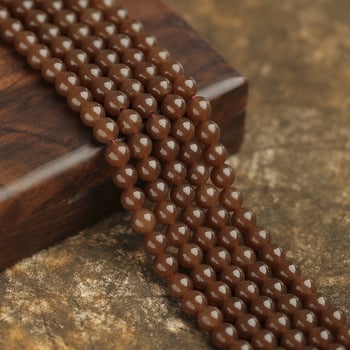 Mărgele de jad caramel, lucioase, 6–12 mm, pentru brățări împletite manual, mărgele rotunde semifinite