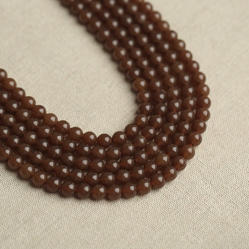 Mărgele de jad caramel, lucioase, 6–12 mm, pentru brățări împletite manual, mărgele rotunde semifinite