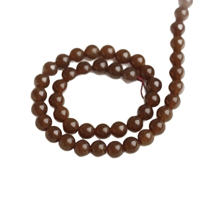 Mărgele de jad caramel, lucioase, 6–12 mm, pentru brățări împletite manual, mărgele rotunde semifinite