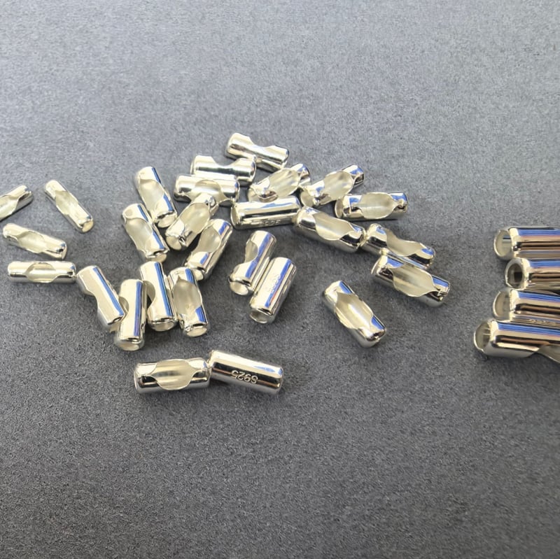 Lanț rotund din argint 925 cu mărgele lucioase, conector închidere brățară, accesorii DIY, capă reglabilă